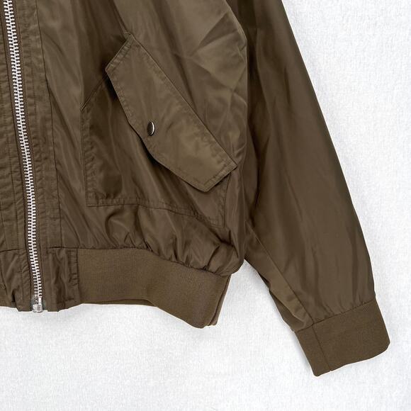 FREE PEOPLE Midnight Bomber Sateen Jacket Womens Medium Olive Green Long Sleeve - Picture 9 of 16